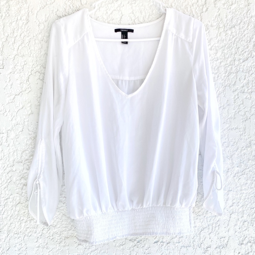 Forever 21 White Long Sleeve Blouse
